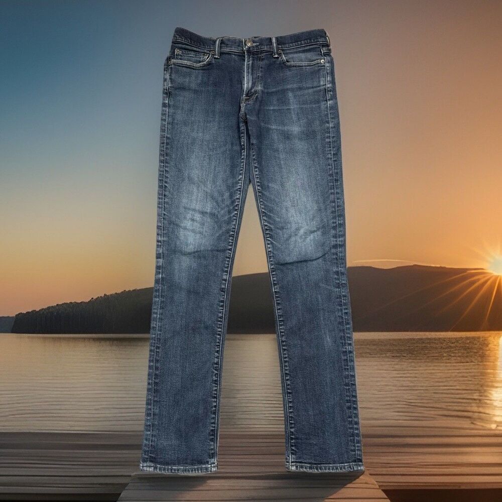 Abercrombie & Fitch Langdon Slim Jeans Mens 32x34 Measures 32x32 Blue Stretch